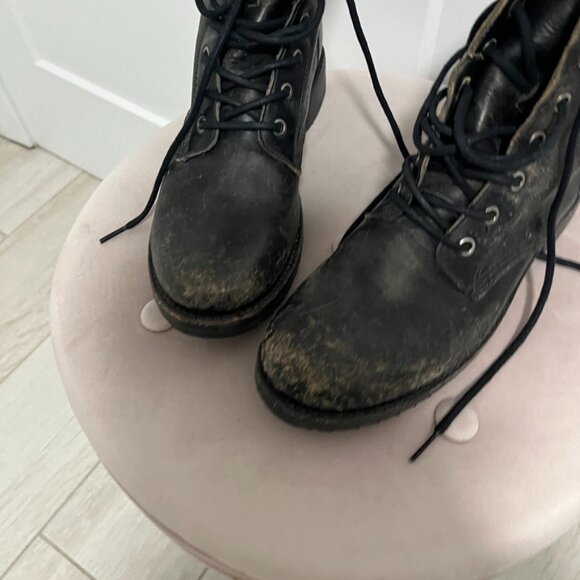 Frye Veronica Dark Brown Combat Distressed Combat Boots Size 8.5 - Picture 3 of 9